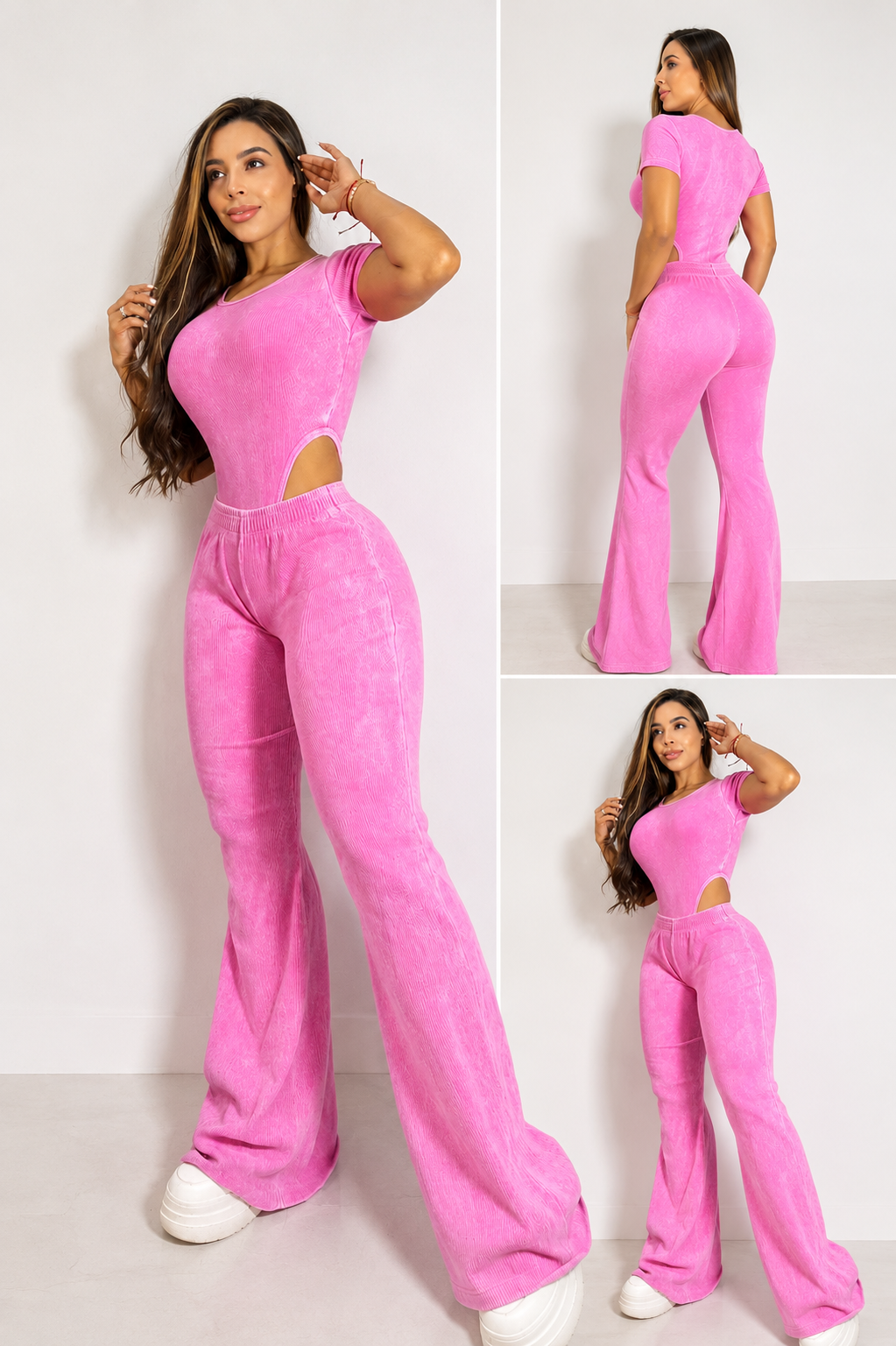 Pink Velvet Flare Set