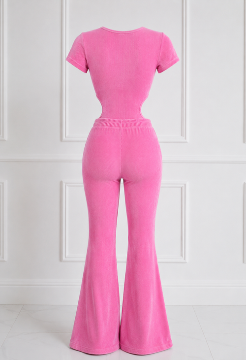 Pink Velvet Flare Set