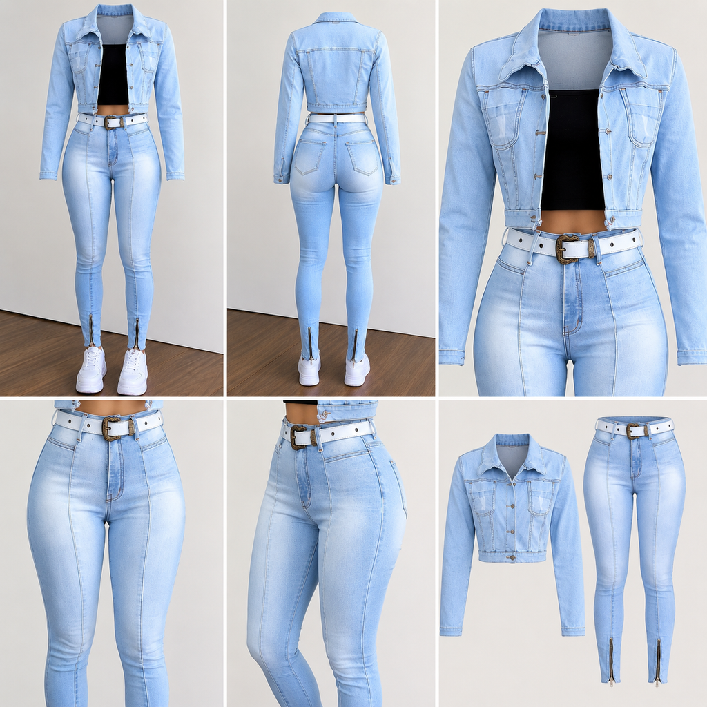 Sky Blue Denim Set